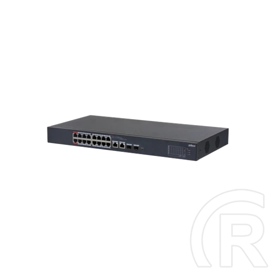 Dahua CS4218-16ET-240 switch (Cloud menedzsment, 16x 100 Mbps at/af PoE, 2x 1 Gbps RJ45, 2x 1 Gbps SFP, 240W PoE)