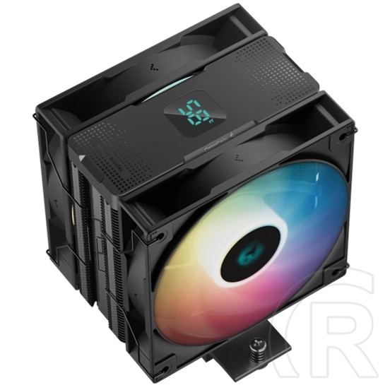 DeepCool AG400 Digital Plus processzor hűtő (120 mm, PWM, 500-2100 RPM, hidrodinamikus csapágy, címezhető RGB, fekete)