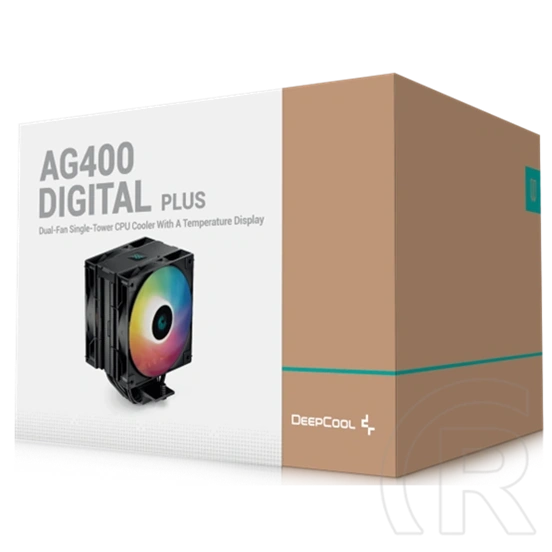 DeepCool AG400 Digital Plus processzor hűtő (120 mm, PWM, 500-2100 RPM, hidrodinamikus csapágy, címezhető RGB, fekete)