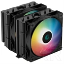 DeepCool AG620 BK ARGB CPU hűtő (2x120 mm ventilátor, PWM, max 1850 rpm, 29,4 dBA, hidraulikus csapágy, fekete)
