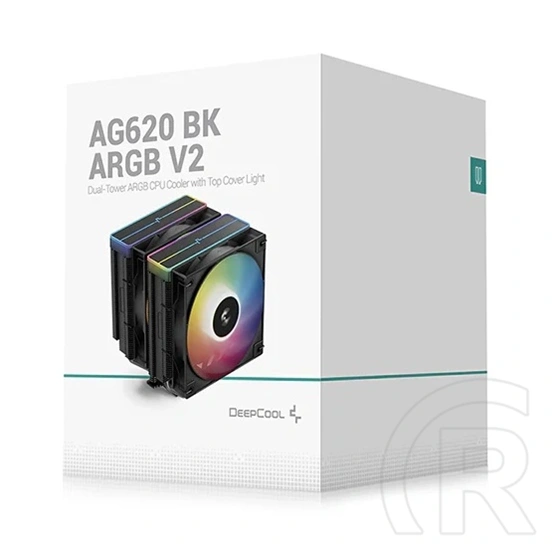 DeepCool AG620 V2 ARGB processzor hűtő (120 mm, 2 ventilátor, PWM, max 1950 rpm, 29,4 dBA, hidrodinamikus csapágy, feket