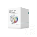 DeepCool AG620 WH V2 ARGB CPU hűtő (120 mm, 2 ventilátor, PWM, max 1950 RPM, 29,4 dBA, hidrodinamikus csapágy, fehér)