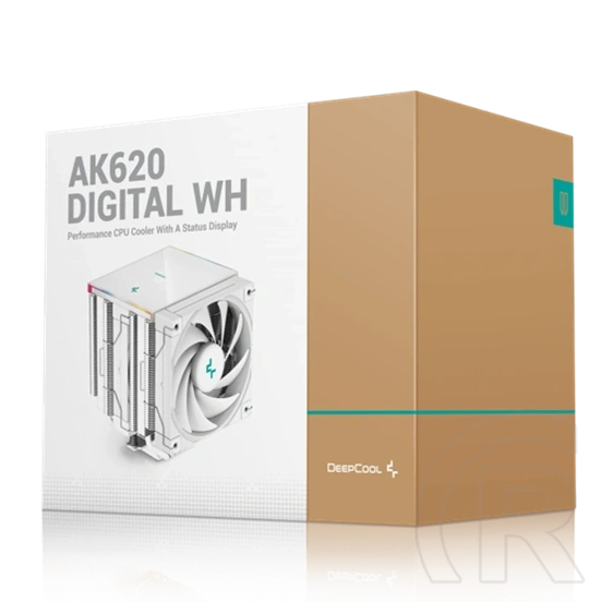 DeepCool AK620 Digital processzor hűtő (120 mm, 1850 rpm, 28 dB, FDB, RGB, digitális kijelző, fehér)