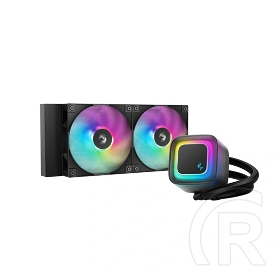 DeepCool LE240 V2 vízhűtés (240 mm, 2x120 mm ventilátor, 500-2100 rpm, max 31,6 dBA, LED, fekete)