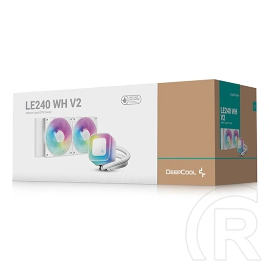 DeepCool LE240 WH V2 vízhűtés (240 mm, 2x120 mm, 500-2100 RPM, max 31,6 dBA, LED, fehér)