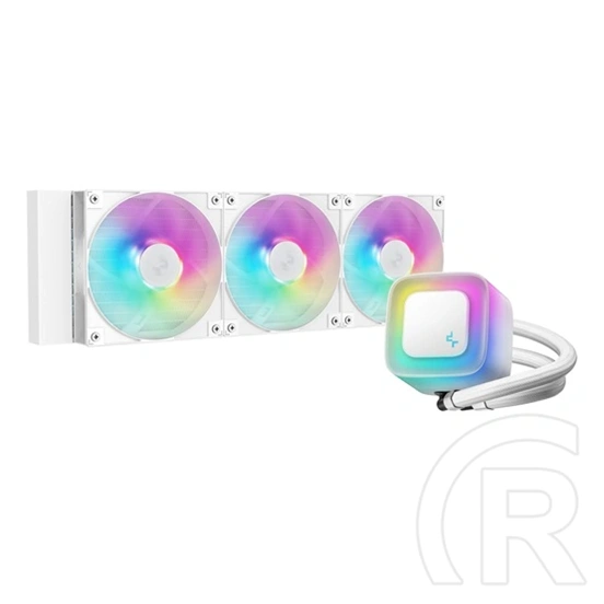 DeepCool LE360 WH V2 vízhűtés (360 mm radiátor, 2x120 mm ventilátor, 500-2100 rpm, max 31,6 dBA, LED, fehér)