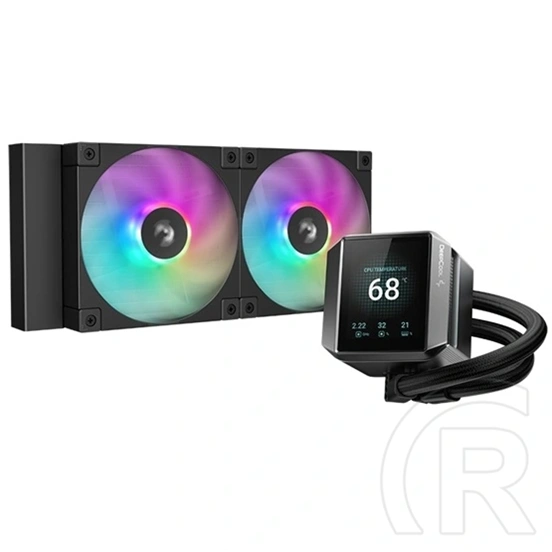 DeepCool MYSTIQUE 240 ARGB vízhűtés (2x 120 mm, 500-2150 rpm, ARGB, max 36,49 dBA, fekete)