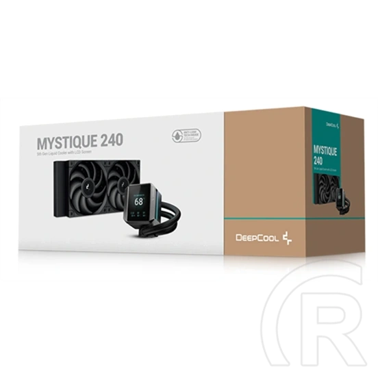 DeepCool Mystique 240 folyadékhűtés (240 mm radiátor, 2x120 mm ventilátor, 2150 rpm, max 36,49 dBA, LED, fekete)