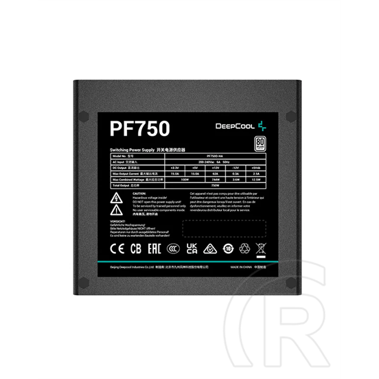 DeepCool PF750 tápegység (750 W, 80+, ATX)