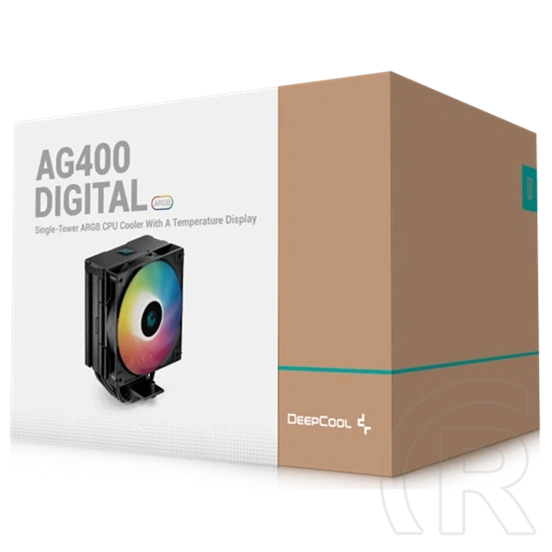 Deepcool AG400 Digital ARGB CPU hűtő (120 mm, PWM, 500-2100 RPM, hidrodinamikus csapágy, ?31,6 dB(A), fekete)