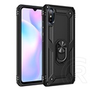 Defender műanyag telefonvédő (közepesen ütésálló, Xiaomi Redmi 9A (Redmi 9 AT) szilikon belső, telefontartó gyűrű)fekete