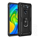 Defender műanyag telefonvédő (közepesen ütésálló, Xiaomi Redmi Note 9 (10X 4G) szilikon belső, telefontartó gyűrű)fekete