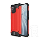 Defender műanyag telefonvédő (közepesen ütésálló, légpárnás sarok, Xiaomi Mi 11 5G szilikon belső, fémhatás) piros