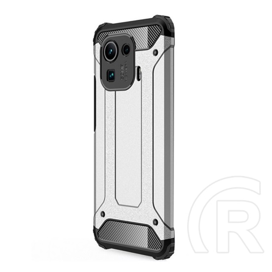 Defender műanyag telefonvédő (közepesen ütésálló, légpárnás sarok, Xiaomi Mi 11 Pro 5G szilikon belső, fémhatás) ezüst