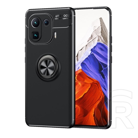 Defender műanyag védő (közepesen ütésálló, Xiaomi Mi 11 Pro 5G, telefontartó gyűrű, beépített fémlap) fekete