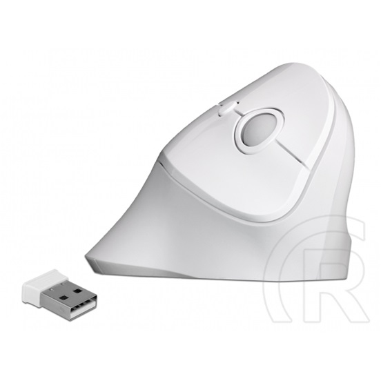 Delock 12596 Ergonómikus cordless optikai egér (USB, fehér)