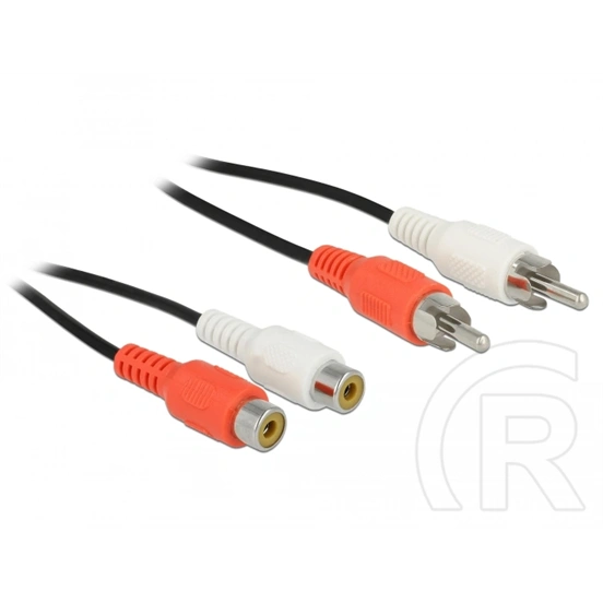 Delock 2 db RCA audió hosszabbító kábel (dugó-aljzat, 5 m, fekete)