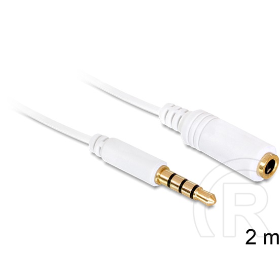 Delock 3,5 mm jack hosszabbító kábel (4 pin, fehér, 2 m)