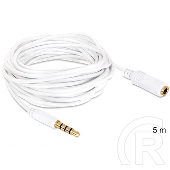 Delock 3,5 mm jack hosszabbító kábel (4 pin, fehér, 5 m)