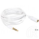 Delock 3,5 mm jack hosszabbító kábel (4 pin, fehér, 5 m)