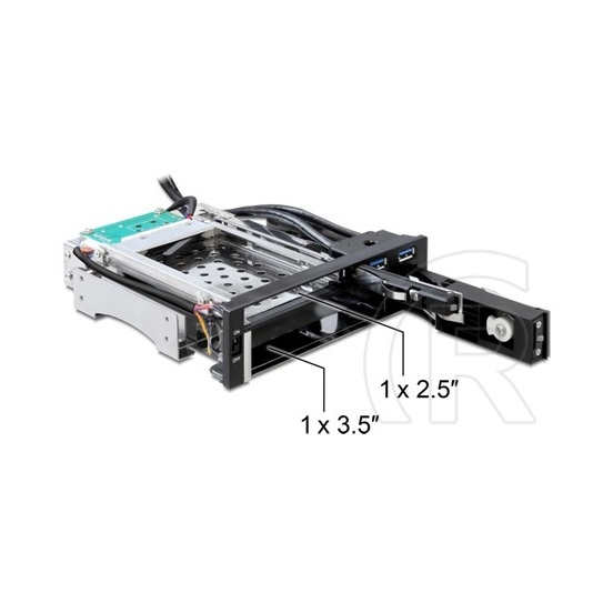 Delock 5,25" mobil rack (2,5"/3,5" SATA, 2xUSB 3.0)