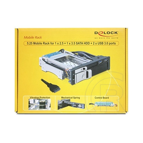 Delock 5,25" mobil rack (2,5"/3,5" SATA, 2xUSB 3.0)