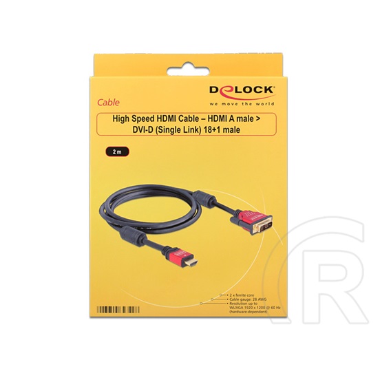Delock DVI-D 24+1 <> HDMI kábel (2 m)