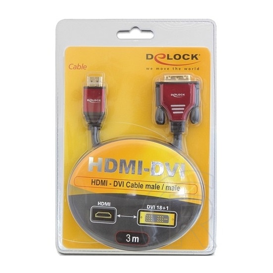 Delock DVI - HDMI kábel 3 m