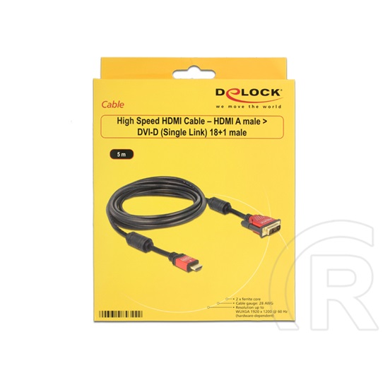 Delock DVI - HDMI kábel 5 m