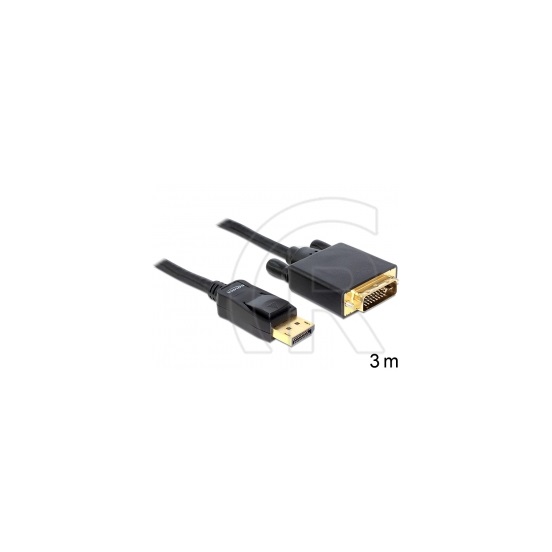 Delock DisplayPort 1.1 - DVI-D Dual Link kábel (3 m, passzív)