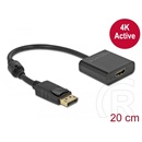 Delock DisplayPort 1.2 > HDMI aktív átalakító (1 x DisplayPort dugó / 1 x HDMI-A hüvely, 20 cm, 4K@30Hz, fekete)