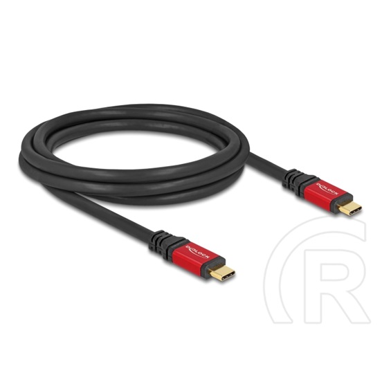 Delock E-Marker USB 3.0 adat- és töltőkábel (C dugó / C dugó, PD 3.0, 100 W, 2 m, fekete-piros)