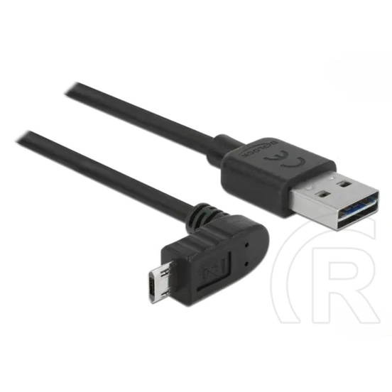 Delock Easy-USB adatkábel (USB A - micro-B, 1 m, fekete, egyenes/90°)