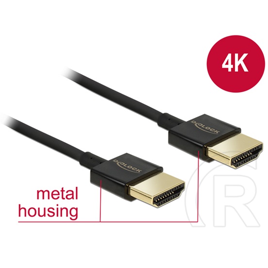 Delock HDMI - HDMI kábel (2.0, 4K, 0,5 m, lapos)