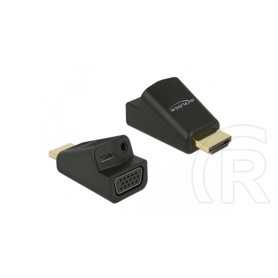 Delock HDMI - VGA adapter (HDMI férfi, VGA női, 3,5 mm jack sztereó, fekete)