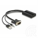 Delock HDMI 1.4 -> VGA adapter kábel (USB-A 2.0, sztereó jack 3,5 mm F/M, 0,25 m, fekete)