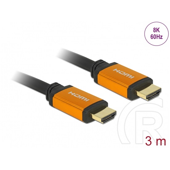 Delock HDMI 2.1 összekötő kábel (HDMI-A 19 pin / HDMI-A 19 pin, 3 m, 48 Gbps, 8K@60Hz, fekete)