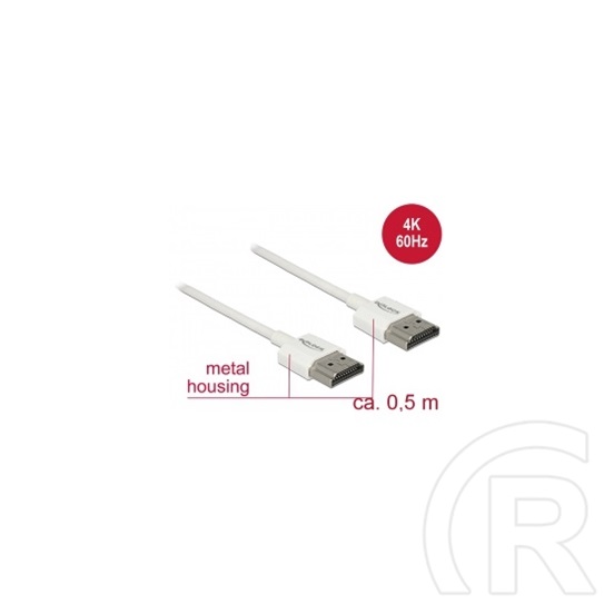 Delock HDMI 3D 4K kábel 0,5 m (fehér)