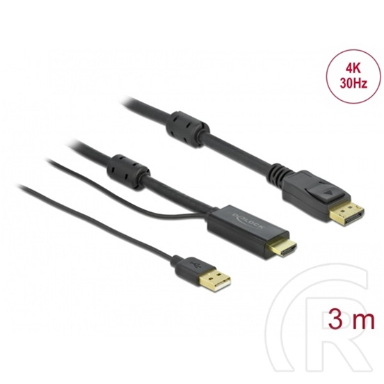 Delock HDMI > DisplayPort kábel (4K, 3 m)