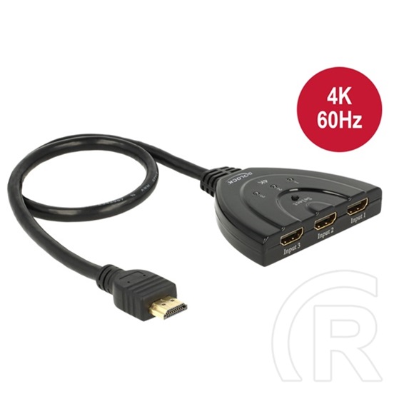 Delock HDMI switch (1 ki-, 3 bemenet, 4K@60Hz, 50cm kábel)