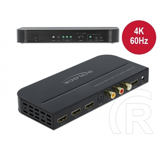 Delock HDMI switch 3x1 4K60 Hz + hang kivonatoló
