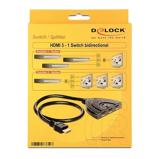 Delock HDMI switch (3+1 port, kétirányú, 4K60Hz)