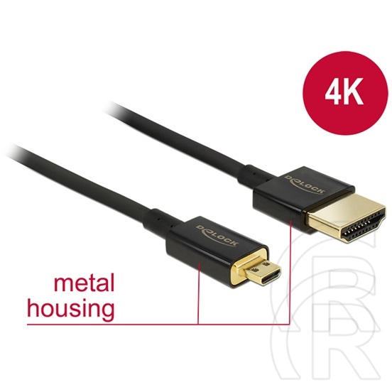 Delock HDMI with Ethernet 3D 4K kábel A - Micro-D 2 m
