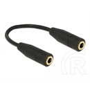 Delock Jack sztereó adapter kábel (3,5 mm jack 4 érintkezős F/F, 13 cm, aranyozott csatlakozó, fekete)