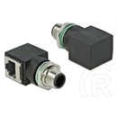 Delock M12 8 tűs A-kód -> RJ45 adapter (CAT6A UTP, M/F, IP67, fekete)