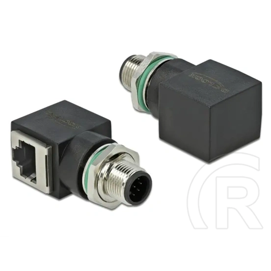 Delock M12 8 tűs A-kód -> RJ45 adapter (CAT6A UTP, M/F, IP67, fekete)