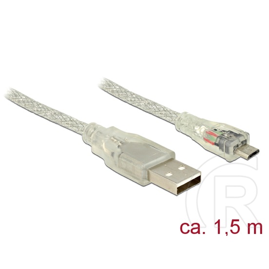 Delock Micro-USB kábel 1,5m (áttetsző)