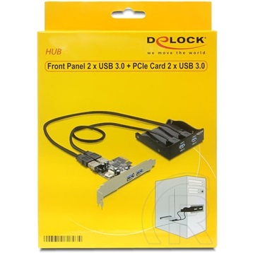 Delock PCIe - 2 x USB 3.0 + 2 x USB 3.0 előlapi kivezetés
