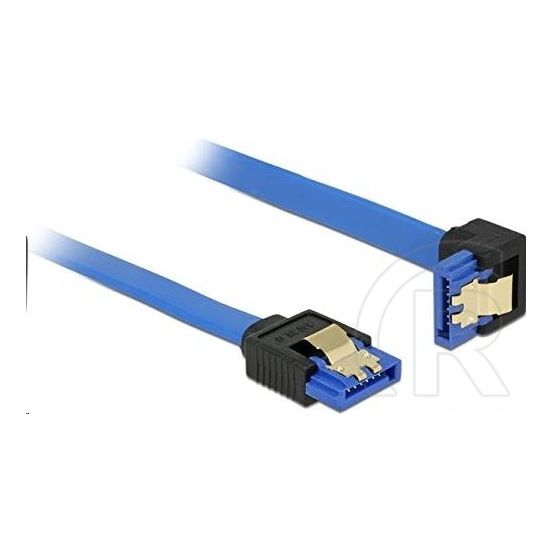 Delock SATA 3 F/F adatkábel (0,1 m, kék, egyenes / 90° lefelé csatlakozó, 6 Gb/s, 26 AWG)