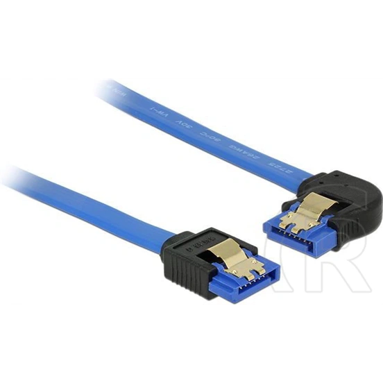Delock SATA 3 F/F adatkábel (0,7 m, kék, egyenes és 90° bal csatlakozó, 6 Gb/s)